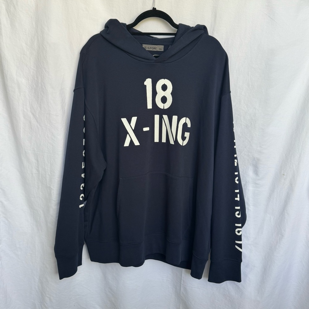 NWT G/FORE "Crew" Oversized French Terry Hoodie Men's XXL Navy Blue